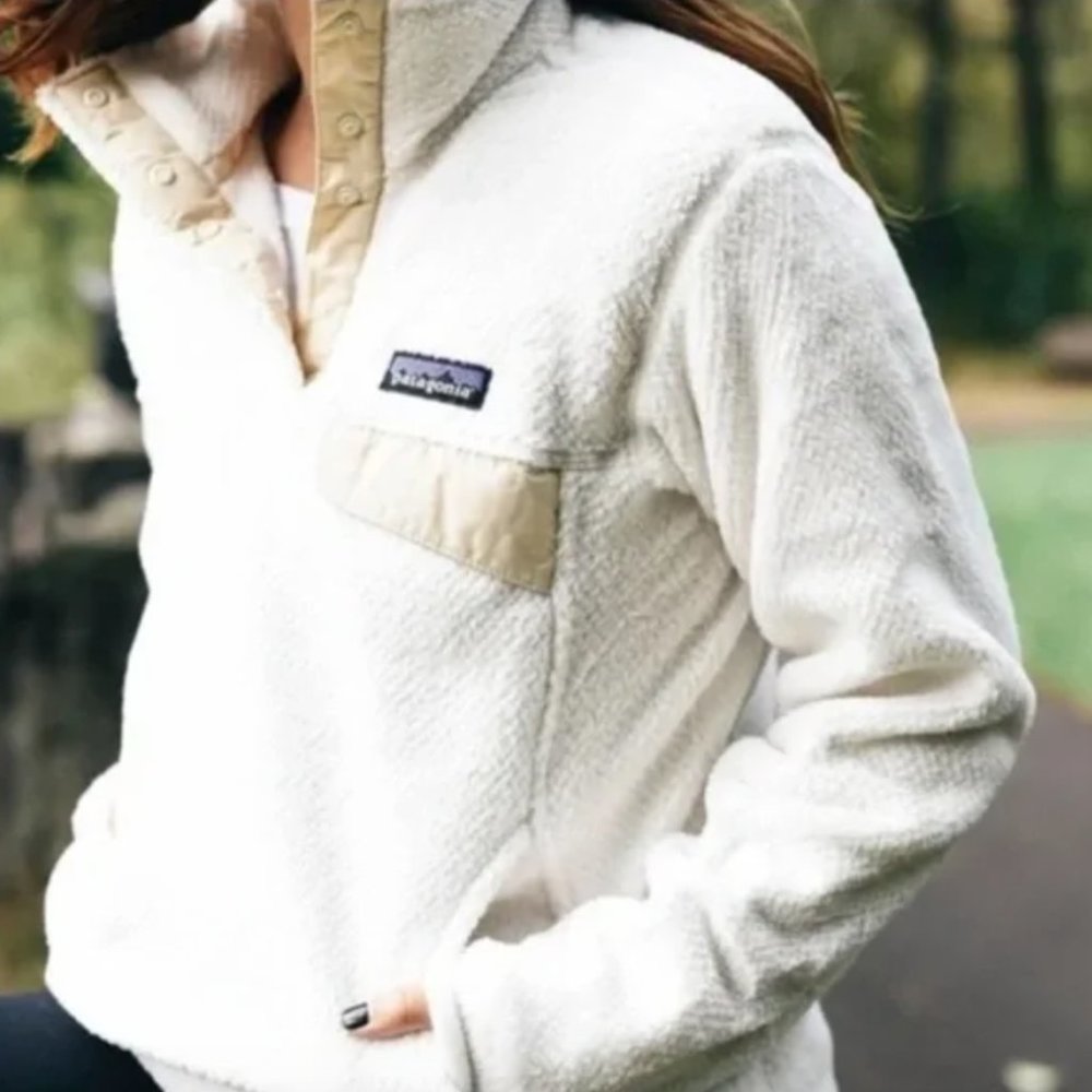 white patagonia pullover sweater
